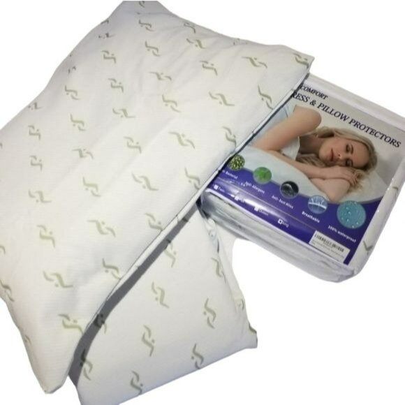 Waterproof Mattress Protector And Pillowcase Breathable Bamboo Jacquard Set Twin - Picture 7 of 11